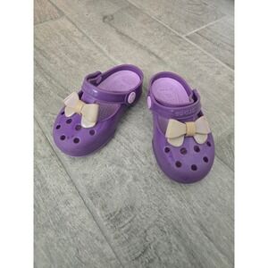 Crocs Carlie Purple Mary Jane Clogs Bow Detail Girls Toddler‎ Size C8